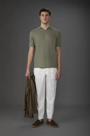 DOPPELGÄNGER Polo uomo in maglia maniche corte con collo derby e 100% cotone crepe