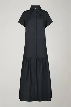 DOPPELGÄNGER Vestito lungo donna 100% cotone tinta unita regular fit