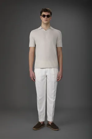 DOPPELGÄNGER Polo uomo in maglia maniche corte con collo derby e 100% cotone crepe