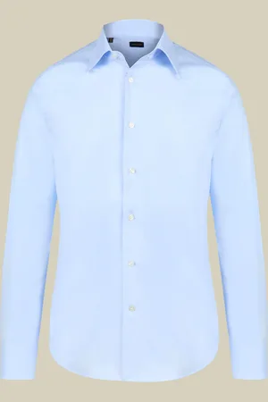 DOPPELGÄNGER Camicia classica uomo 100% cotone con collo classico e tessuto in twill tinta unita regular fit