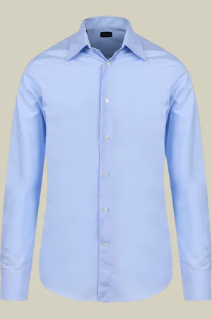 DOPPELGÄNGER Camicia classica uomo 100% cotone con collo classico e tessuto pinpoint tinta unita regular fit