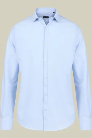 DOPPELGÄNGER Camicia casual uomo collo stondato 100% cotone tessuto oxford tinta unita comfort fit