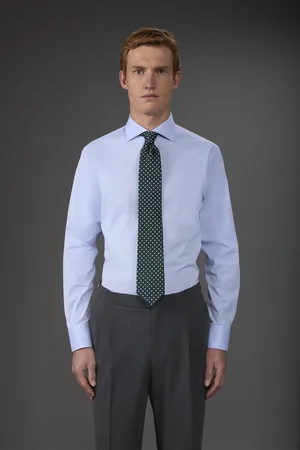DOPPELGÄNGER Camicia classica collo francese uomo tinta unita fiammato