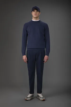 DOPPELGÄNGER Maglia uomo girocollo puro cotone con maniche raglan
