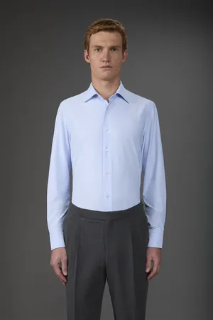 DOPPELGÄNGER Camicia uomo stretch collo classico tessuto in nylon elasticizzato costruzione twill