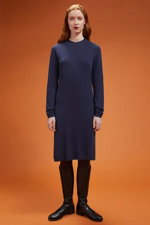 DOPPELGÄNGER Abito donna in maglia girocollo con spacchi laterali regular fit