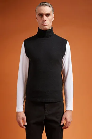DOPPELGÄNGER Gilet uomo a collo alto Wool Blend alpaca regular fit