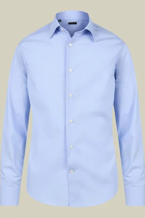 DOPPELGÄNGER Camicia classica uomo con collo classico e tessuto tinto filo micro pied de poule regular fit