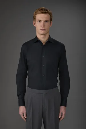 DOPPELGÄNGER Camicia classica collo francese uomo tinta unita fiammato
