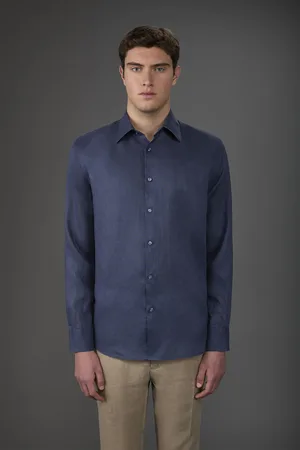 DOPPELGÄNGER Camicia uomo casual collo classico 100% lino