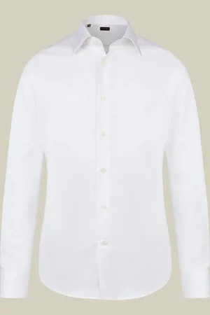 DOPPELGÄNGER Camicia classica uomo 100% cotone con collo classico e tessuto pinpoint tinta unita regular fit