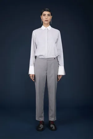 DOPPELGÄNGER Pantalone donna chino con flap sul cinturino in vita