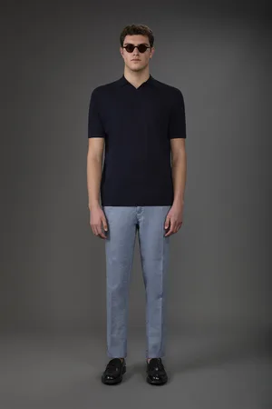 DOPPELGÄNGER Polo uomo in maglia maniche corte con collo derby e 100% cotone crepe