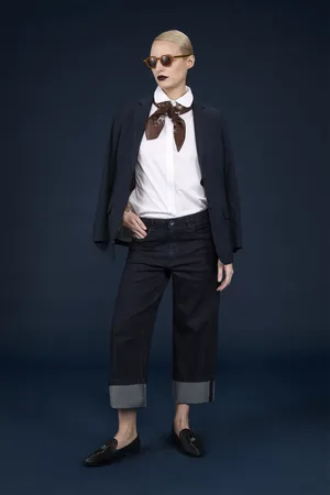 DOPPELGÄNGER Pantalone donna 5 tasche a gamba dritta in denim regular fit