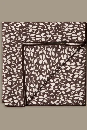 DOPPELGÄNGER Pochette floreale uomo misto lino blue o