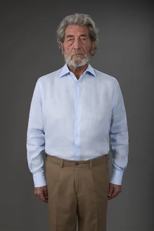 DOPPELGÄNGER Camicia uomo casual collo classico 100% lino