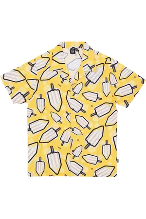 DOLLY NOIRE Camicia Manica Corta Uomo Mambo Pattern Al Limone Bowling Shirt