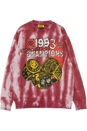 MARKET Felpa Leggera Girocollo Uomo Smiley Champions 3 Rings Tie Dye