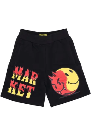 MARKET Pantalone Corto Tuta Felpato Uomo Good and Evil Sweatshorts X Smiley
