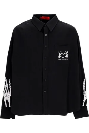 Acupuncture Camicia Manica Lunga Uomo Skull Heart Shirt