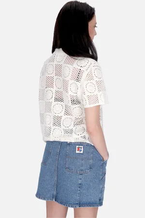 Obey Camicia Manica Corta Donna W Agatha Crochet Knit Sweater