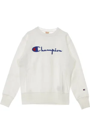 Champion Felpa Girocollo Uomo Reverse Weave Big Logo White