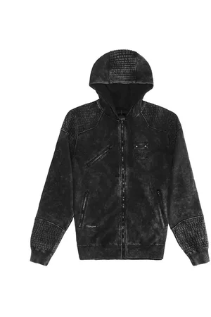 Cayler & Sons Felpa Cappuccio Zip Uomo Sweatshirt Hoodie Zip "moto" Acidwashedblack