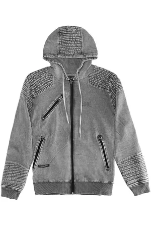 Cayler & Sons Felpa Cappuccio Zip Uomo Sweatshirt Hoodie Zip "moto" Acidwashedgrey