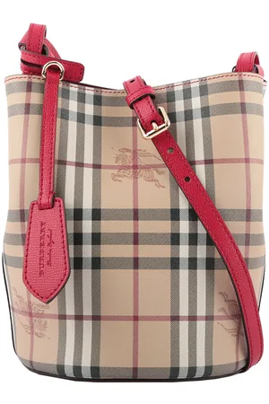 Burberry Borsa a Secchio Beige/Rossa Donna Pelle Mod. 4057157