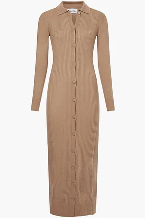 Calvin Klein VESTITO WOOL TENCEL RIB DRESS