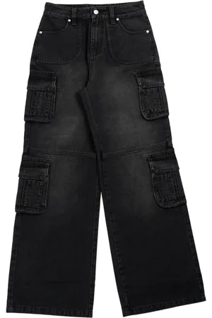 MISBHV Washed denim cargo trouser in black