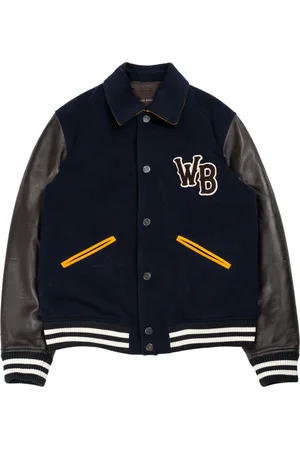 WALES BONNER Prince Varsity Jacket in Blue/Brown