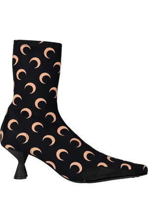 Marine Serre Moon Printed Jersey Ms Boots in Black