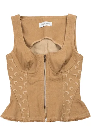 Marine Serre Moon Jacquard Twill Corset Top in