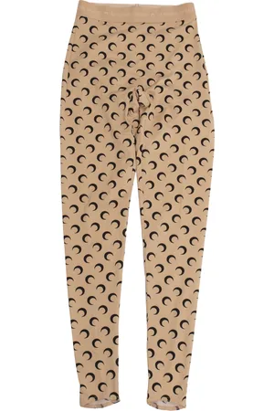 Marine Serre Recycled Moon Jersey Stirrup Leggings in Tan/Black
