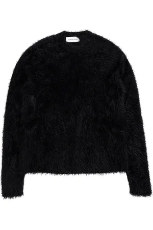 Marine Serre Wild Puffy Knit Crewneck Sweater in Black