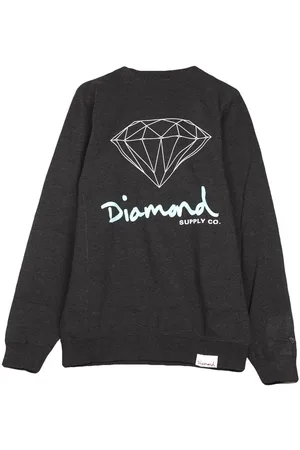 Diamond Supply Felpa Girocollo Uomo Og Sign Crew Charcoal Heather/diamond Blue