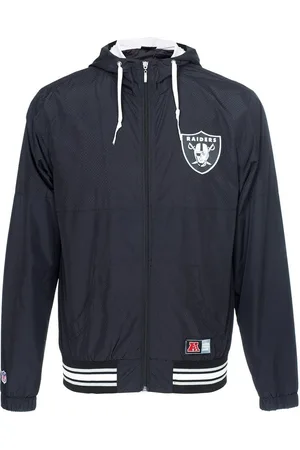 Majestic Giacca a Vento Uomo Jacket Windbreaker Perforated Nfl "oakland Raiders" Black Unico
