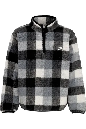 Nike Giubbotto Pile Uomo Club Winterized Half-zip Sweatshirt Black/white/smoke Grey/white