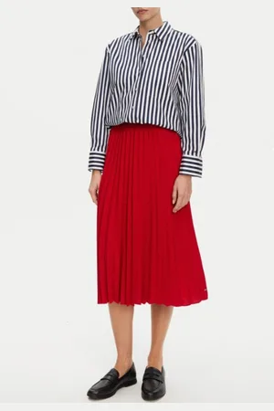 Tommy Hilfiger GONNA FLUID PLEATED PULL ON MIDI SKIRT
