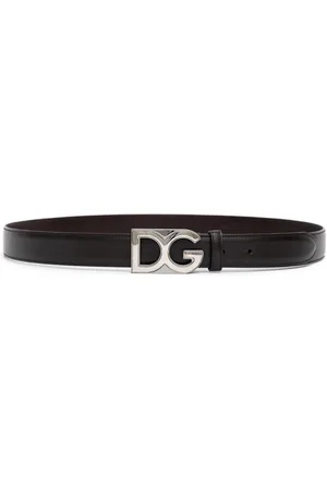 Dolce & Gabbana Cintura in Pelle Marrone con Logo DG
