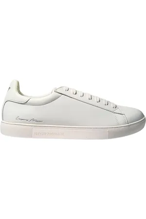 Emporio Armani Scarpe Uomo Sneakers basse in pelle-brand logo-suola in gomma con incisioni