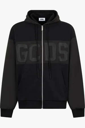 GCDS FELPA BAND LOGO NYLON FULL ZIP HOODIE