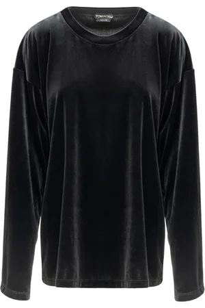 Tom Ford Maglia in Velluto Nera Manica Lunga