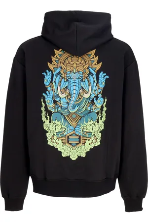 DOLLY NOIRE Felpa Leggera Cappuccio Uomo Ganesha Hoodie