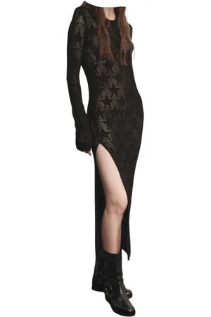 AKEP Vestito lungo punto pizzo Donna fantasia stelle