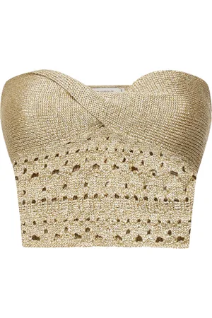 SIMONA CORSELLINI Crop top in maglia Donna lurex