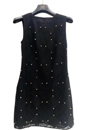 Trash and Luxury Vestito corto smanicato in pizzo Donna con borchie oro
