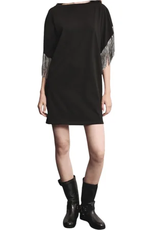 AKEP Vestito corto mezza manica Donna con frange