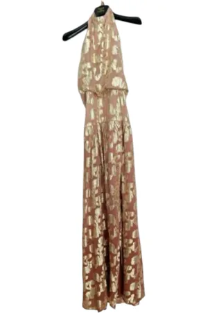 Trash and Luxury Vestito lungo con fiori oro Donna scollo dietro